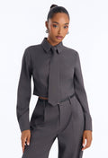 Ensemble pantalon large gris anthracite avec chemise et cravate – Dressing Maguy
