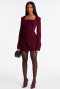 Ensemble jupe et blazer bordeaux élégant – Dressing Maguy