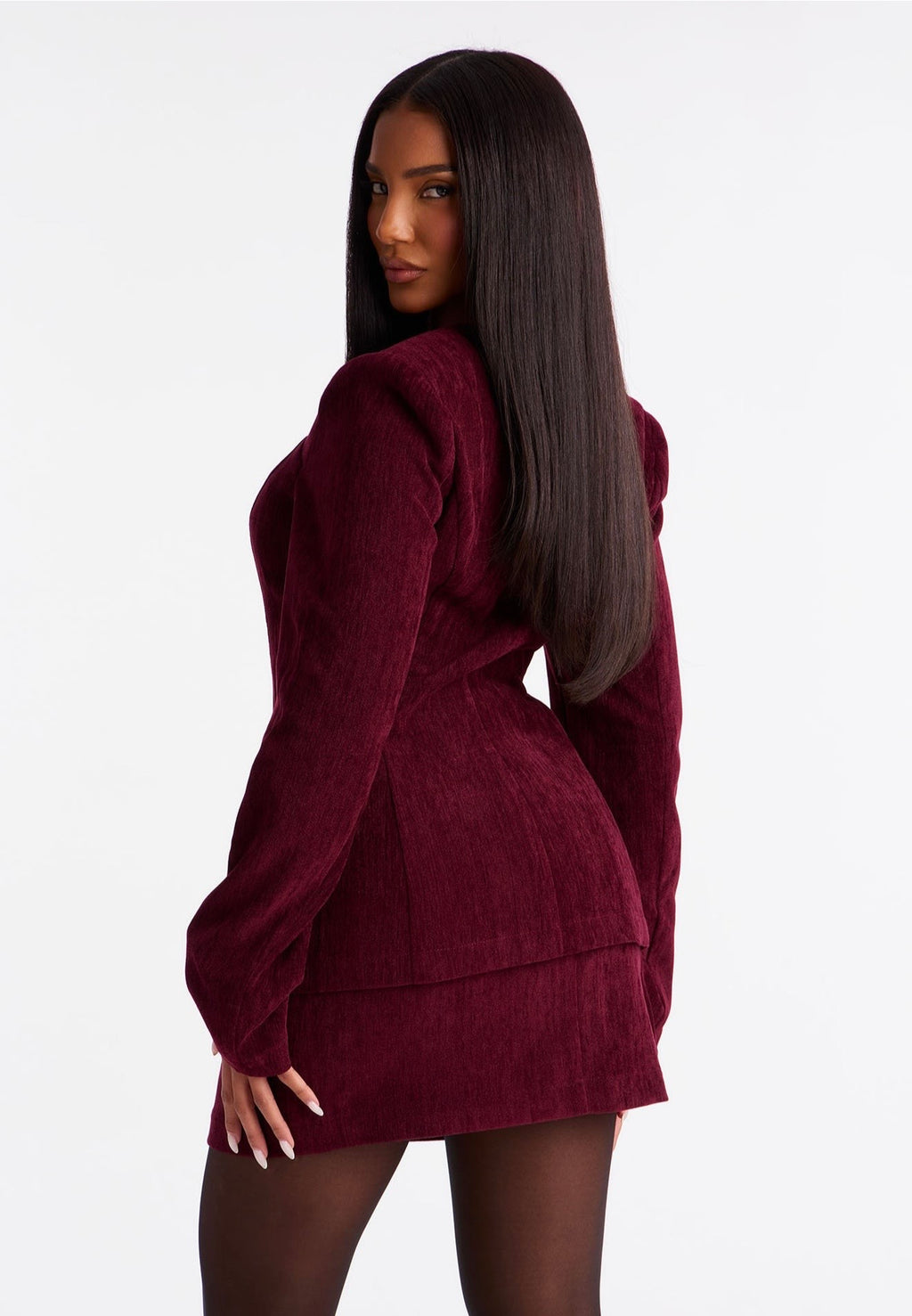 Ensemble jupe et blazer bordeaux élégant – Dressing Maguy