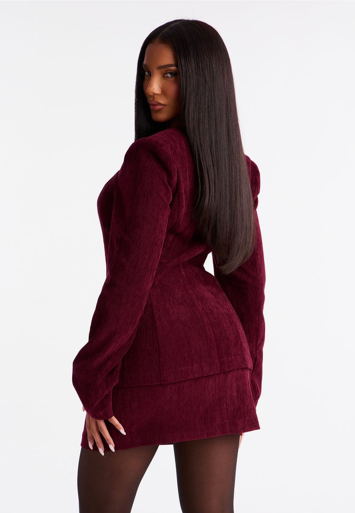 Ensemble jupe et blazer bordeaux élégant – Dressing Maguy