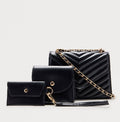 Sac à main effet croco noir avec chaîne dorée